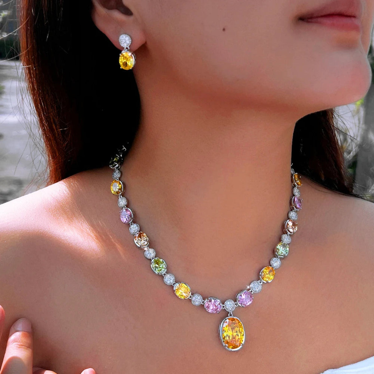 Bride necklace earrings set