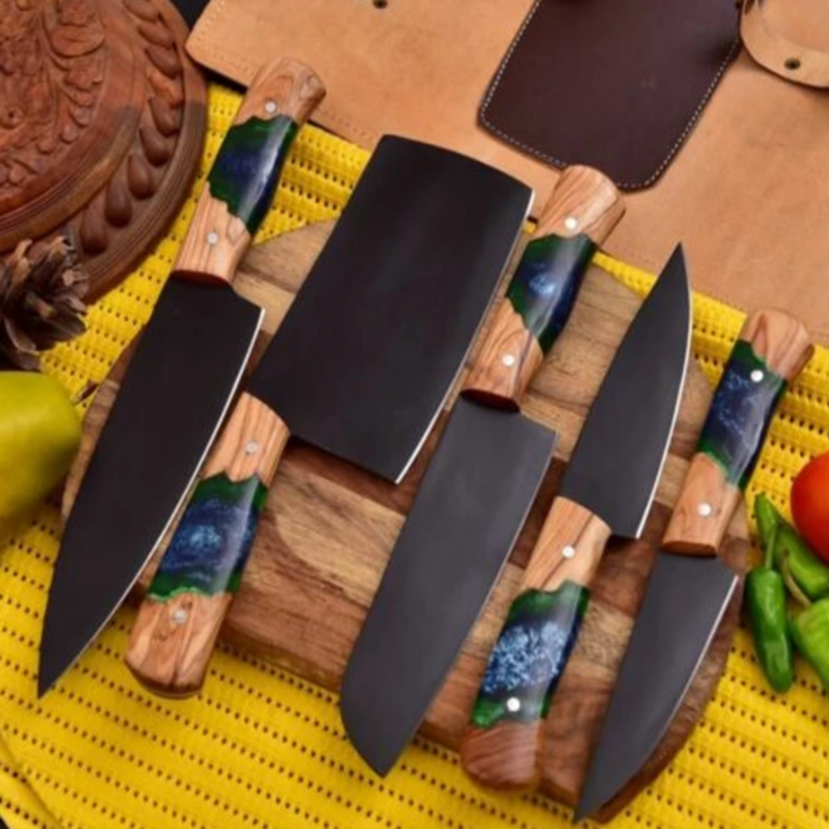 Carbon Steel Chef Knife Set 