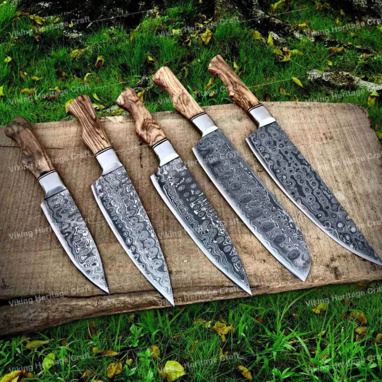 Damascus chef knife set