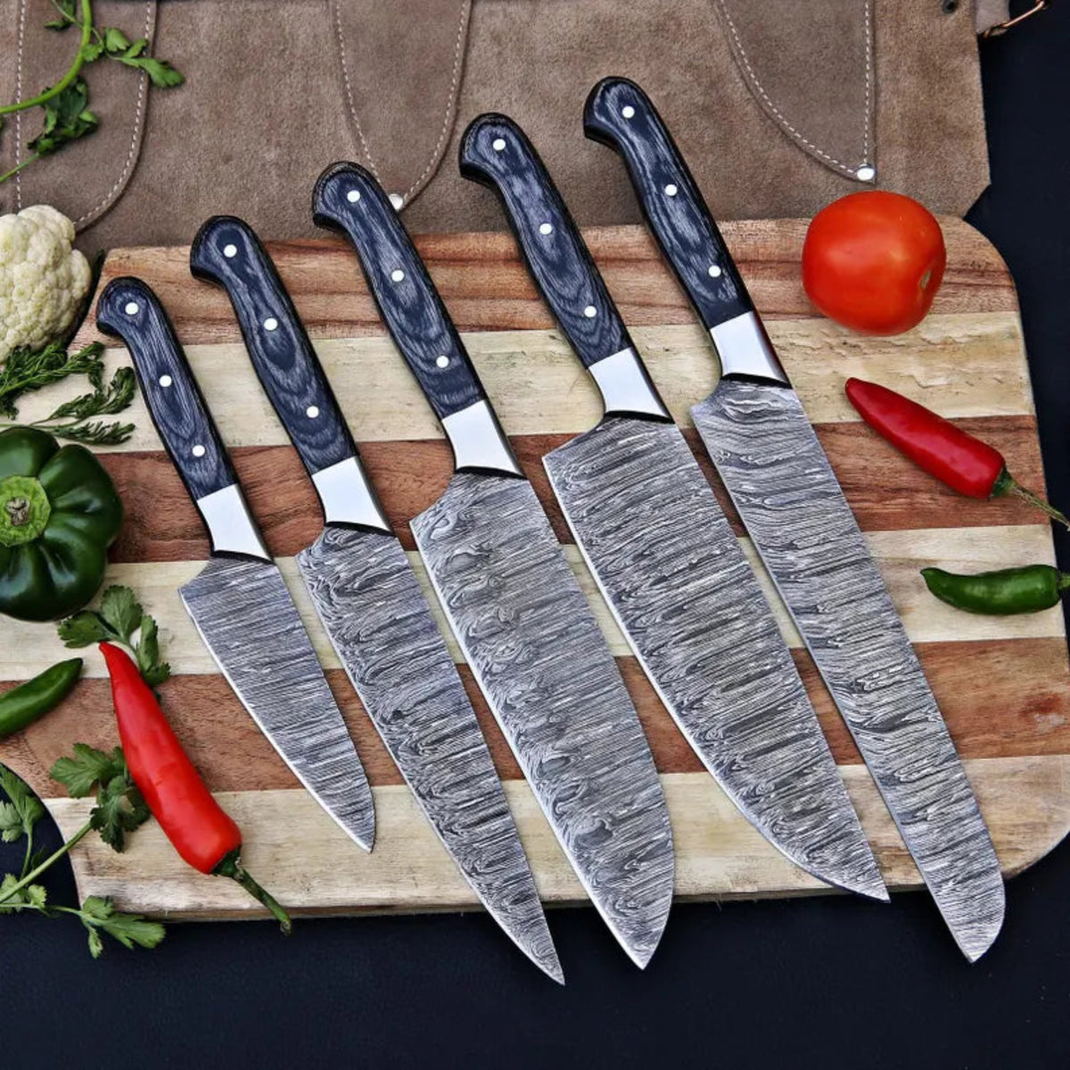 Damascus knife set