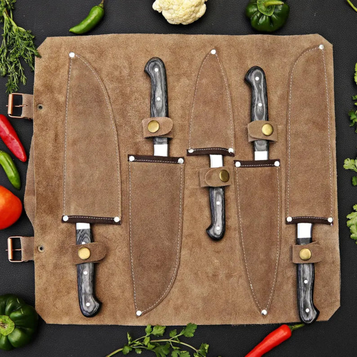 Damascus steel kitchen set