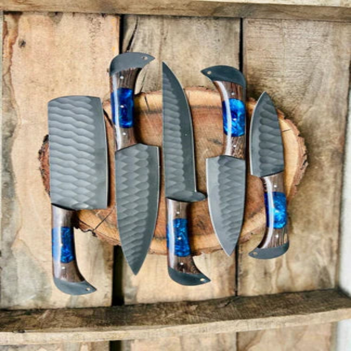 Hand-Forged Damascus Chef Knife Set