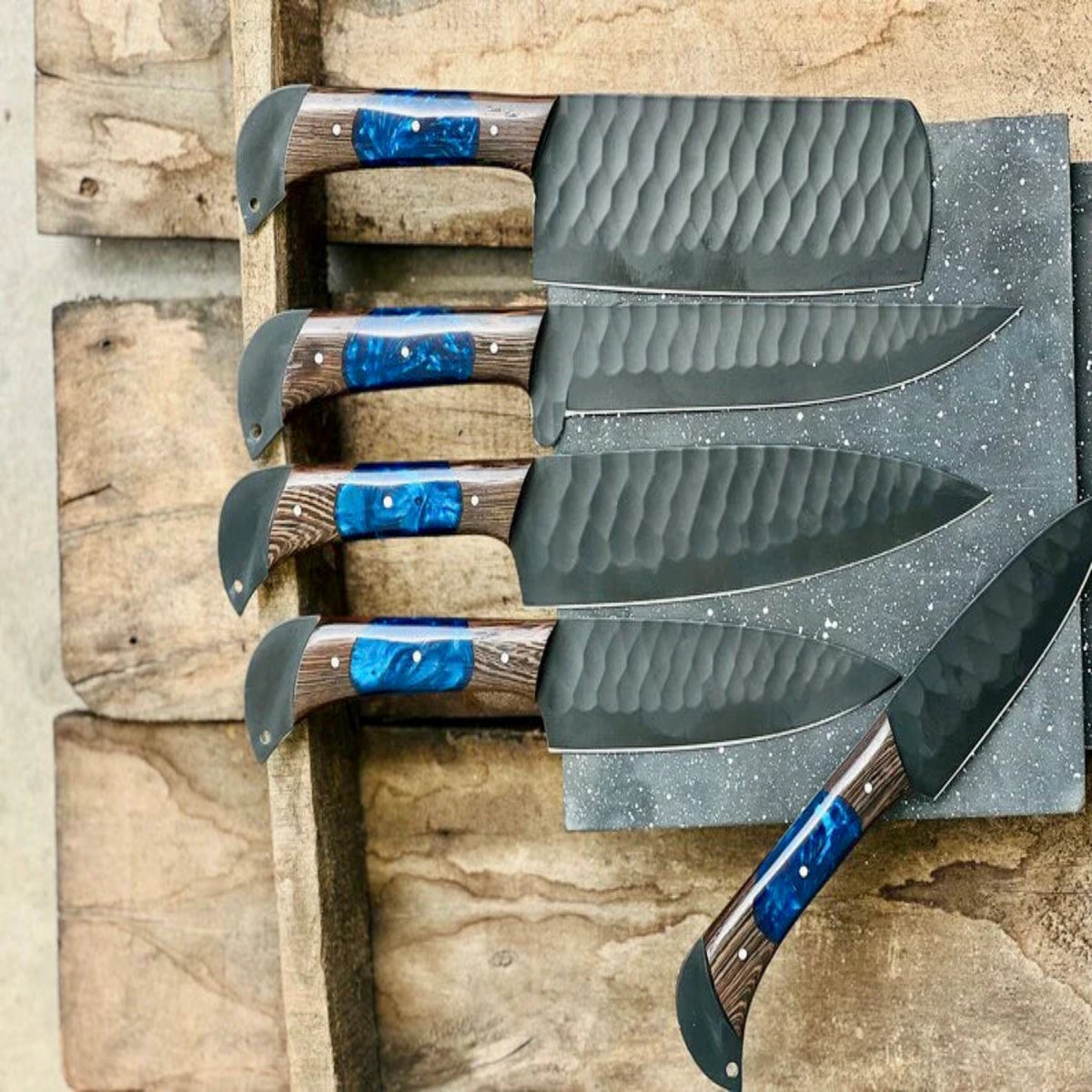 Luxury Hand-Forged Damascus Knife Set 