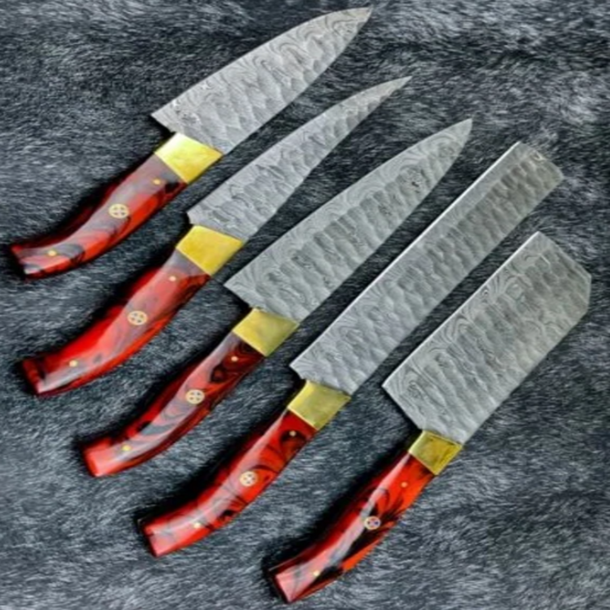 Professional 5PC Chef Knives with Ergonomic Resin Handles