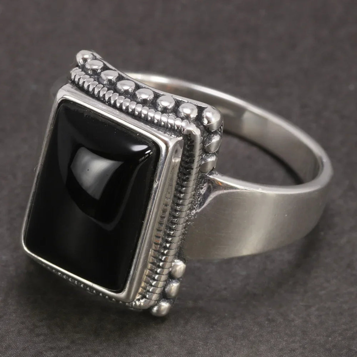 Black stone ring