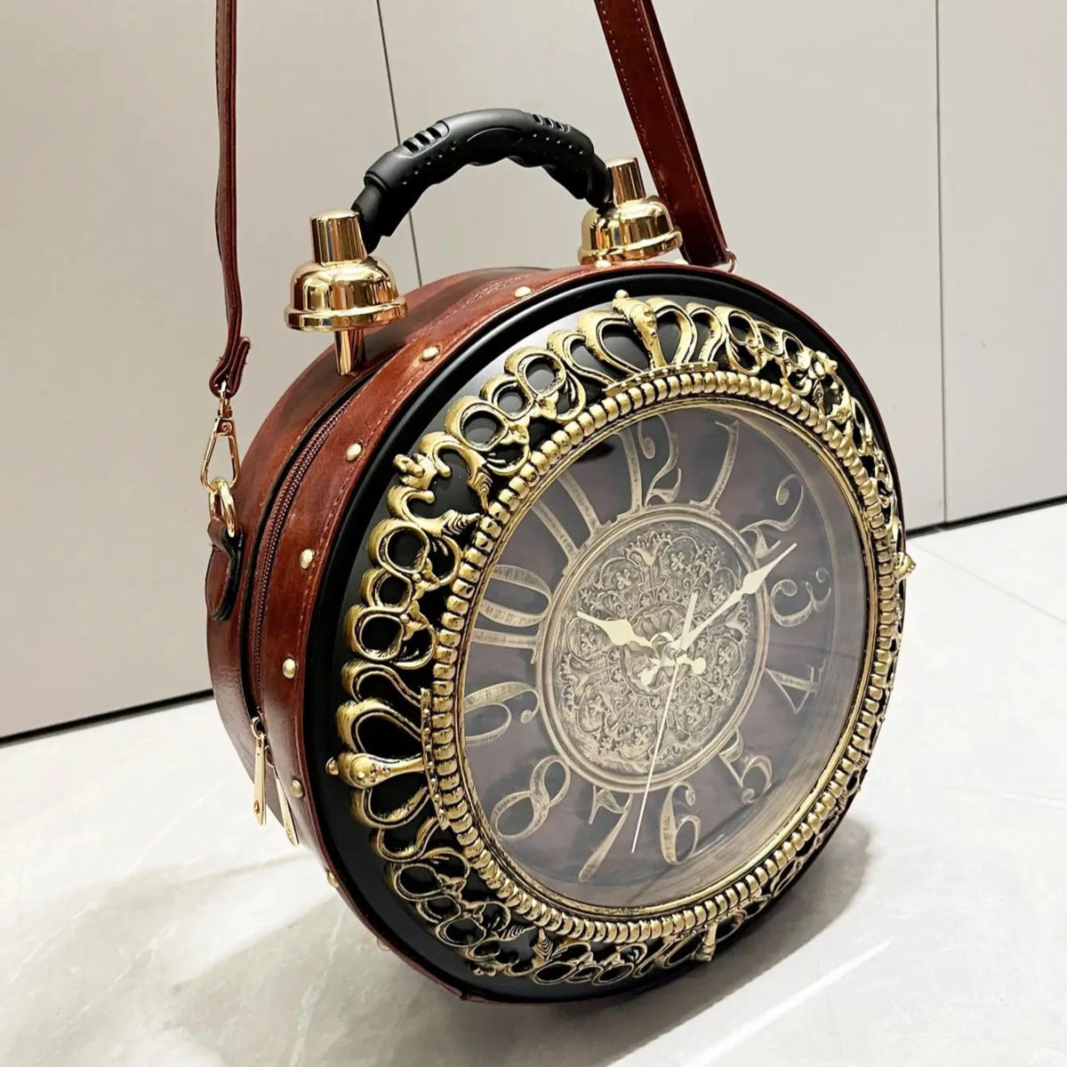 clock shaped handbag