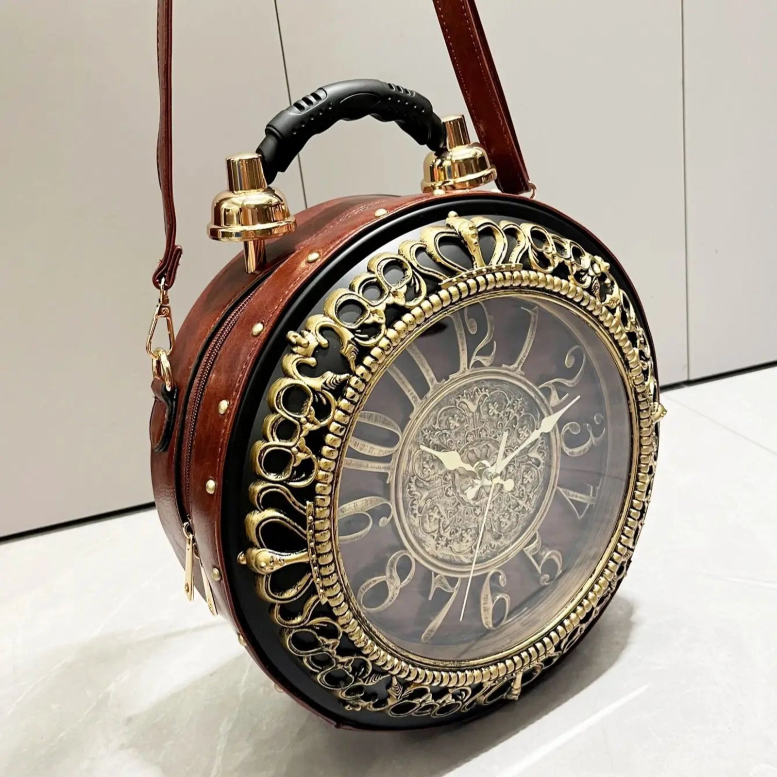 clock shaped handbag