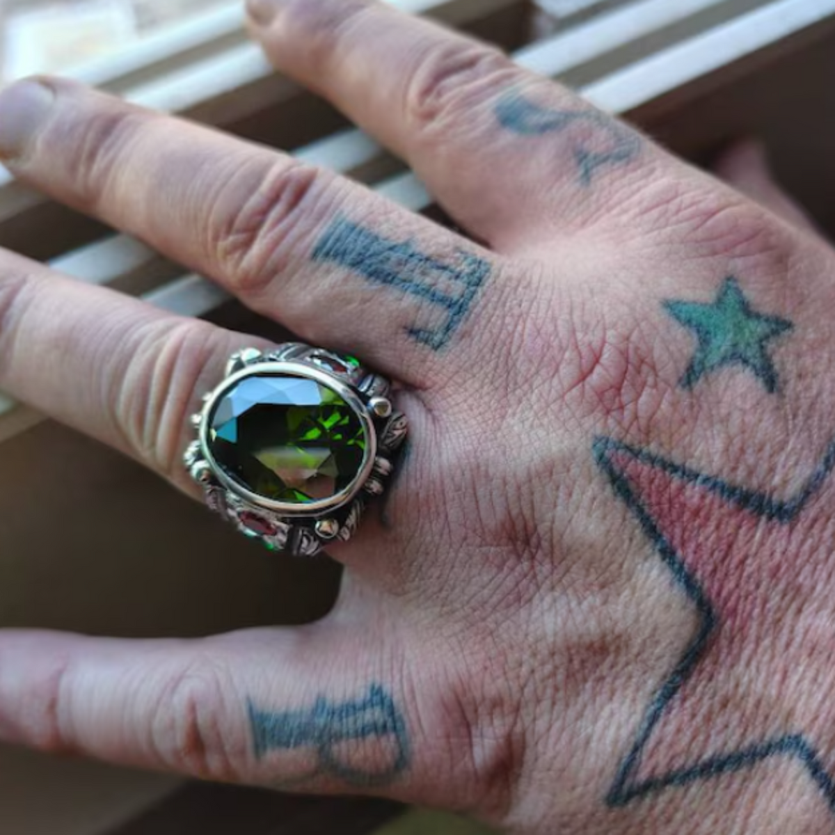 heavy silver men's ring