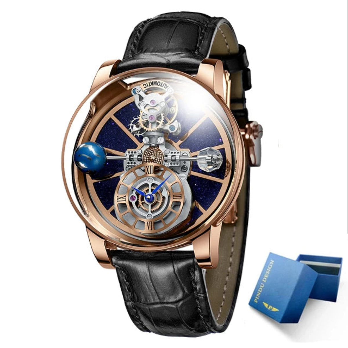 skeleton dial wrist watch