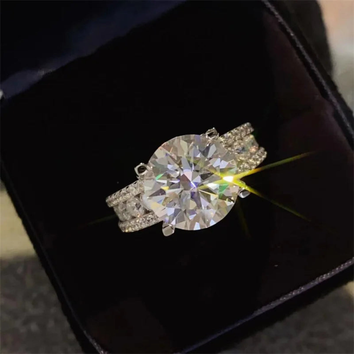 sparkling moissanite ring