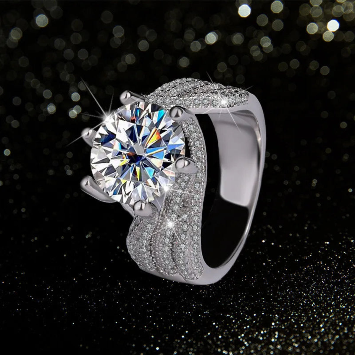 three row zircon ring