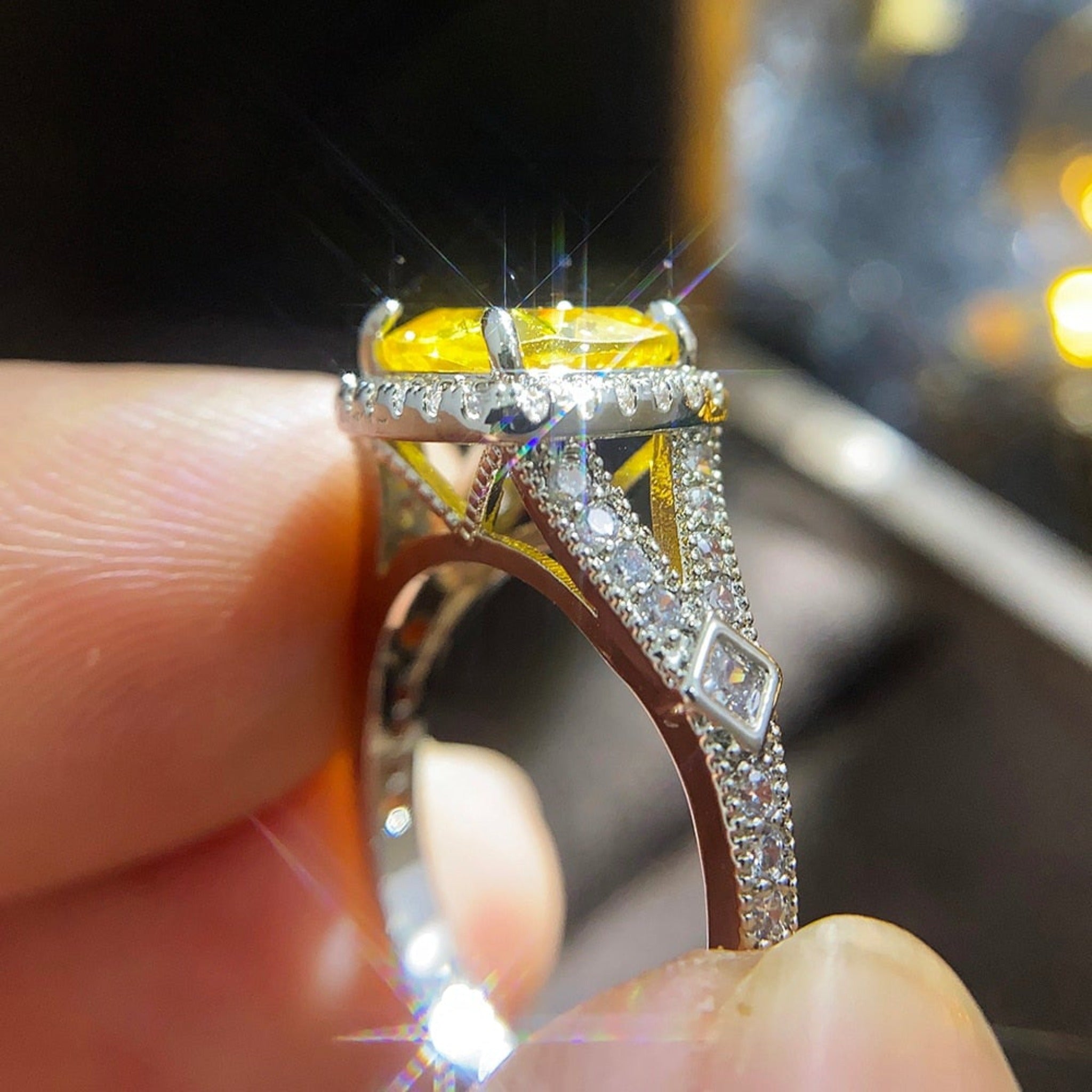 Yellow Zircon Ring with D Flawless Diamonds set in 18K White Gold – Kat  Florence