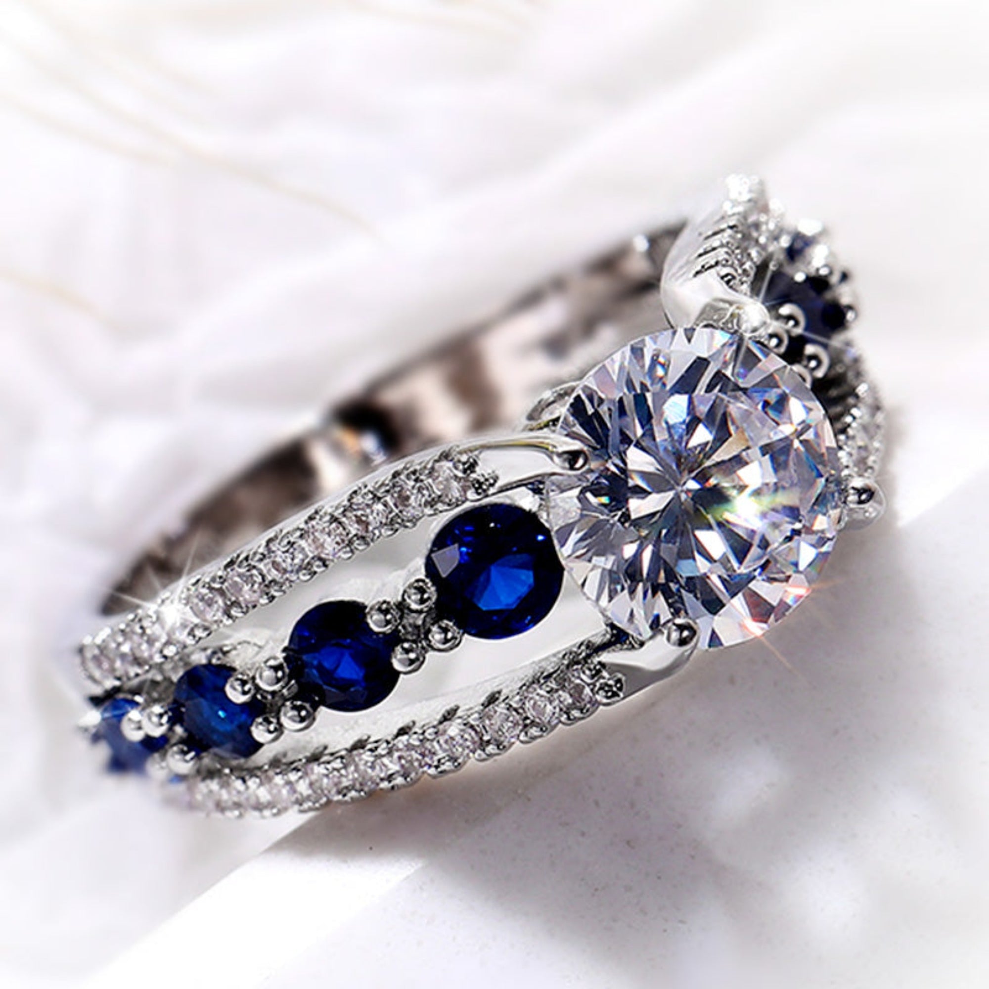 Sky-Blue Zirconia Ring